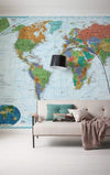 Komar The World Blue Frame Non Woven Wall Mural 200x130cm 4 Panels Ambiance | Yourdecoration.co.uk