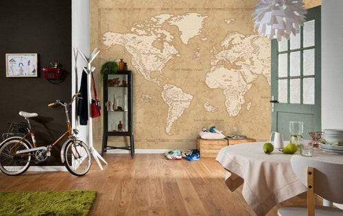 Komar Vintage World Map Non Woven Wall Mural 500x280cm 10 Panels Ambiance | Yourdecoration.co.uk