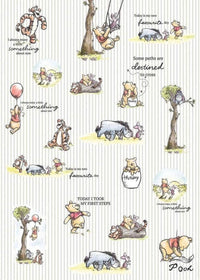 Komar Winnie Pooh Stripes Non Woven Wall Mural 200x280cm 4 Panels | Yourdecoration.co.uk