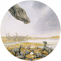 Komar Young Titanosaurs Self Adhesive Wall Mural 125x125cm Round | Yourdecoration.co.uk