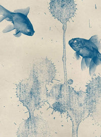 Wizard+Genius Blue Fish Non Woven Wall Mural 192x260cm 4 Panels | Yourdecoration.co.uk