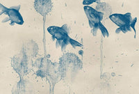 Wizard+Genius Blue Fish Non Woven Wall Mural 384x260cm 8 Panels | Yourdecoration.co.uk