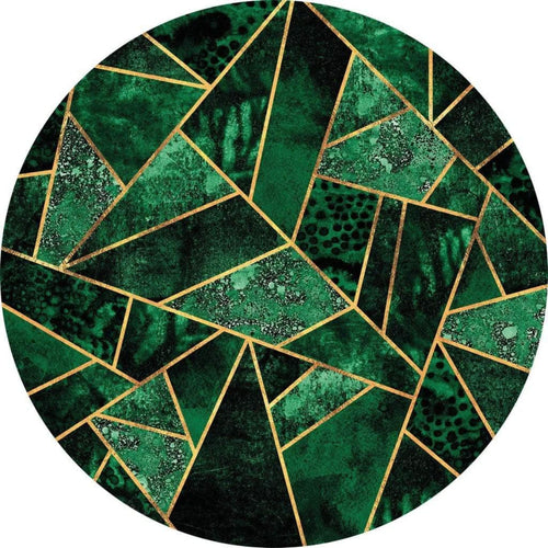 Wizard+Genius Dark Green Emeralds Non Woven Wall Mural 140x140cm Round | Yourdecoration.co.uk
