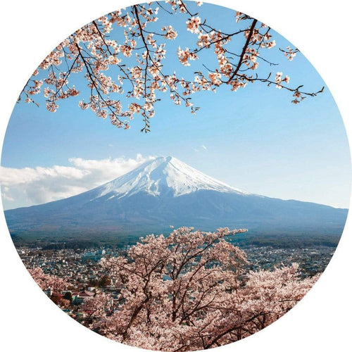 Wizard+Genius Mount Fuji in Japan Non Woven Wall Mural 140x140cm Round | Yourdecoration.co.uk