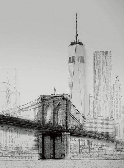 Wizard+Genius New York Art Illustration Black And White Non Woven Wall Mural 192x260cm 4 Panels | Yourdecoration.co.uk