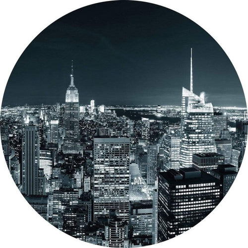 Wizard+Genius New York at Night II Non Woven Wall Mural 140x140cm Round | Yourdecoration.co.uk