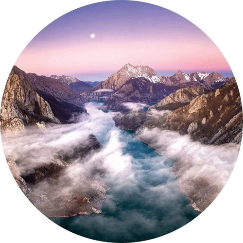 Wizard+Genius Over the Mountains Non Woven Wall Mural 140x140cm Round | Yourdecoration.co.uk