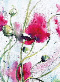 Wizard+Genius Poppies Watercolour Non Woven Wall Mural 192x260cm 4 Panels | Yourdecoration.co.uk