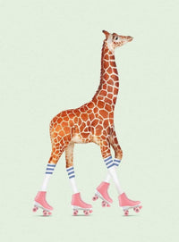 Wizard+Genius Rollerscating Giraffe Non Woven Wall Mural 192x260cm 4 Panels | Yourdecoration.co.uk