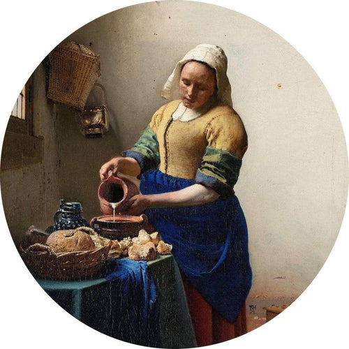 Wizard+Genius Vermeer The Milkmaid Non Woven Wall Mural 140x140cm Round | Yourdecoration.co.uk